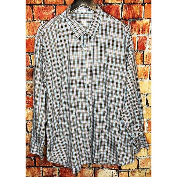 Peter Millar Men’s Long Sleeve Button Front XXL Cotton Multicolor Plaid Shirt - Picture 2 of 4